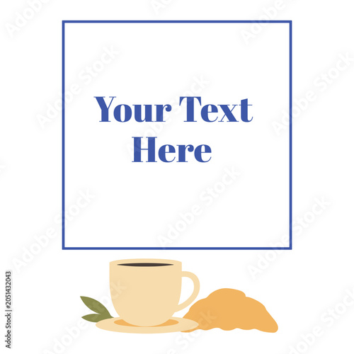 Simple Coffee Cup With Croissant Graphic Design.