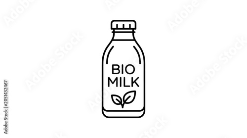 Photography Bio milk bottle with leaf logo.