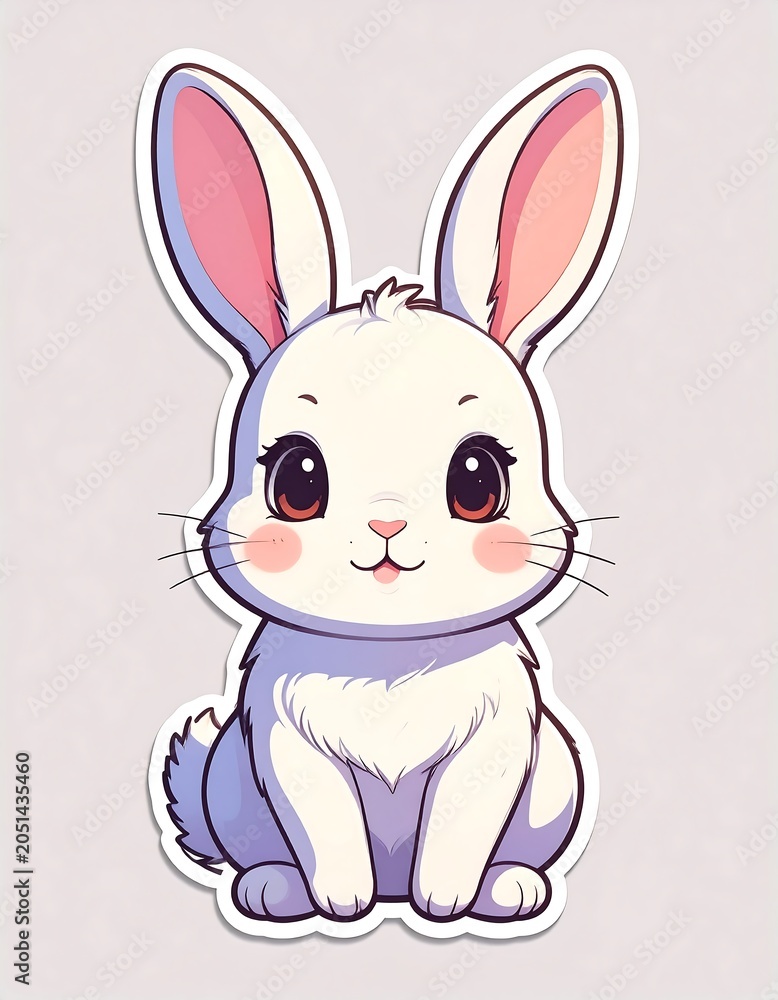 Obraz premium A cute cartoon rabbit with large ears and big eyes