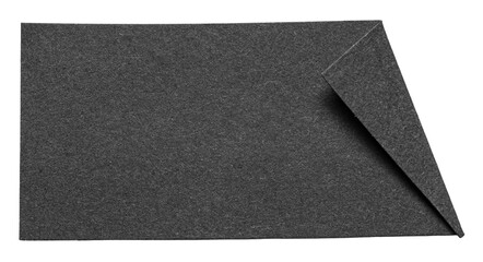 Black isolated cut out blank paper note cardboard with folded corner dog-ear earmark and copy space for text, transparent png background design element