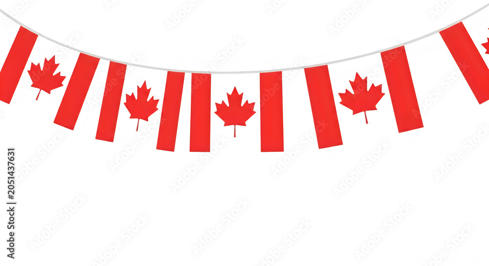 Obraz premium Canadian flag bunting garland isolated on transparent background