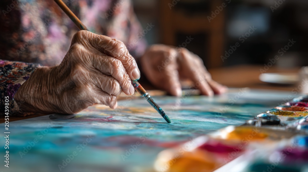 Fototapeta premium Woman Participating in Art Therapy Session for Mental Well-being and Creative Expression