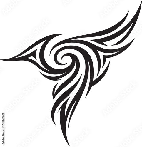 Black Ink Swirl Tattoo Design Isolated on White Background Minimalist Art Style