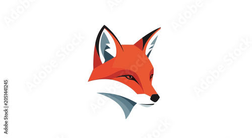 Quadro su tela Stylized Fox Head Icon, Modern Geometric Design, Orange and White Animal Portrai