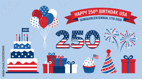 Bilde på lerret Digital vector illustration featuring a celebratory set of patriotic icons for t