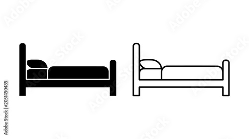 Fotografija Bed Silhouette On White Background Two Versions Shown