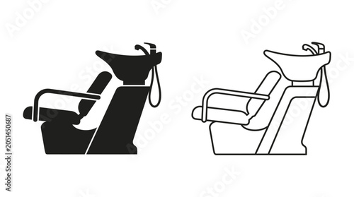 Konstfotografi Hair washing station silhouette and line drawing black and white
