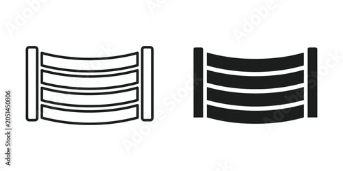 Bild auf Leinwand Boxing Ring Outline and Solid Icon Against White Background for Sports and Compe