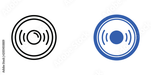 Photos Circular sound wave icon in outline and filled styles with blue accent for audio