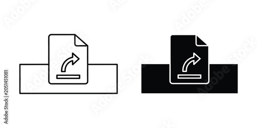 Tableau sur toile Document with share icon on a platform in outline and solid fill for digital tra
