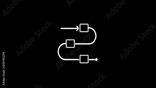 Process Flow Diagram with Arrows and Boxes Minimal Icon. Work flow Chart Symbol with Connected Steps. Flowchart Icon with Directional Arrows and Blocks .4K Motion Graphics.