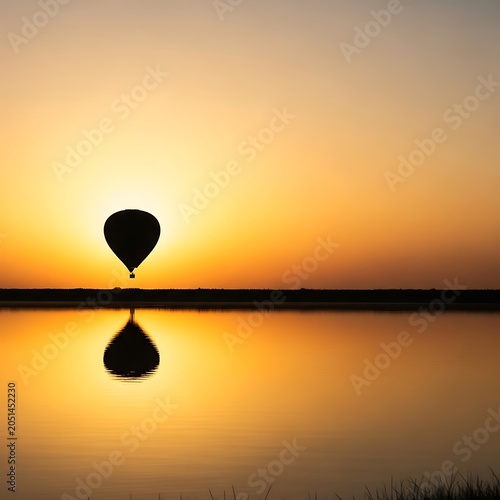 Hot air balloon over water