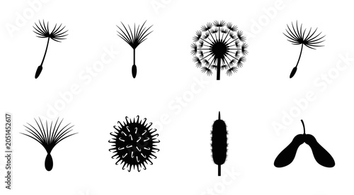 Photos Dandelion Seed Icons, Botanical Vector Elements, Nature Graphics, Spring Flora I