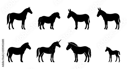 Equine Silhouettes Collection: Horses, Ponies, Donkeys, Unicorns, Foals, Farm Animals, Livestock, Mythical Creatures