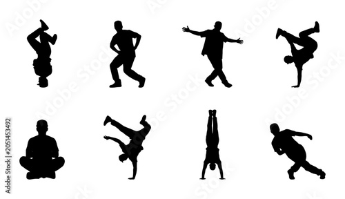 Fotografie Breakdance Silhouette Collection: Dynamic Hip Hop Dancer Poses, Urban Street Dan