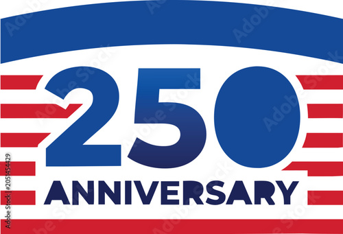 Red white and blue 250th anniversary logo design