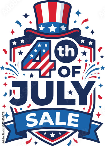American patriotic 4th of July sale advertisement illustration