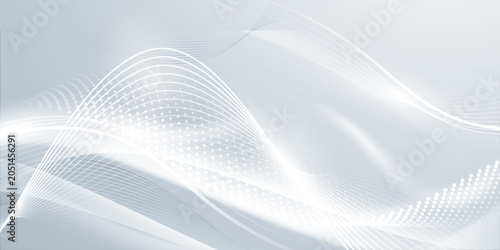 Abstract background with flowing white lines and a dotted pattern overlay on gentle curves and soft light.