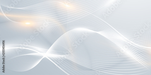Dynamic abstract background with interwoven white lines and warm light flares creating fluid wave shapes.