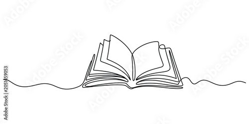 Foto Open book drawing in a single continuous line style
