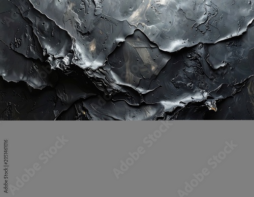 A dark, abstract, rocky surface with crumpled texture and subtle hints of brown