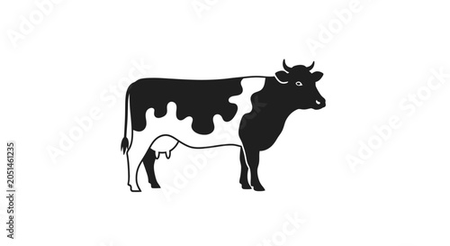 Bild auf Leinwand Black and White Holstein Friesian Cow Silhouette, Farm Animal Icon, Dairy Produc