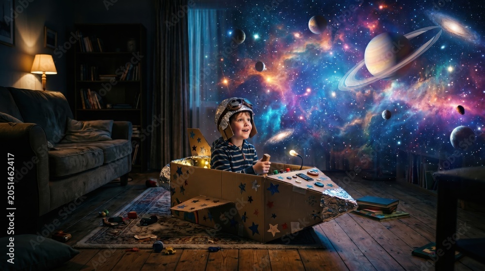 Little Astronaut's Imaginative Space Voyage