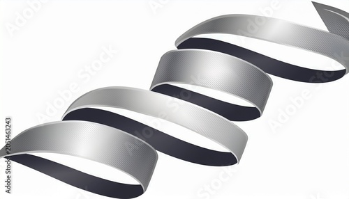 silver spiral ribbon on white background
