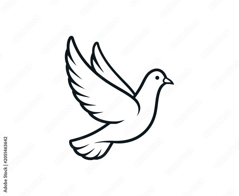 Fototapeta premium Dove vector of a flying bird symbol