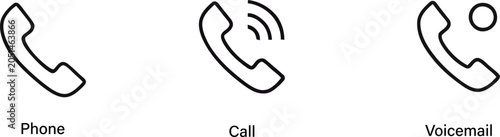 Картината върху платно Phone call and voicemail icon set