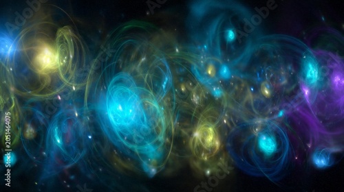 Spacetime fabric curvature grid forming a blue neon wormhole or black hole on black background