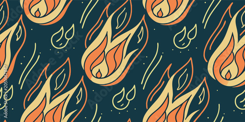 Quadro su tela A seamless repeating pattern fills the entire frame, featuring a stylized representation of flames