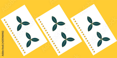 Bild auf Leinwand Blank notebook paper from spiral notebook isolated on yellow background