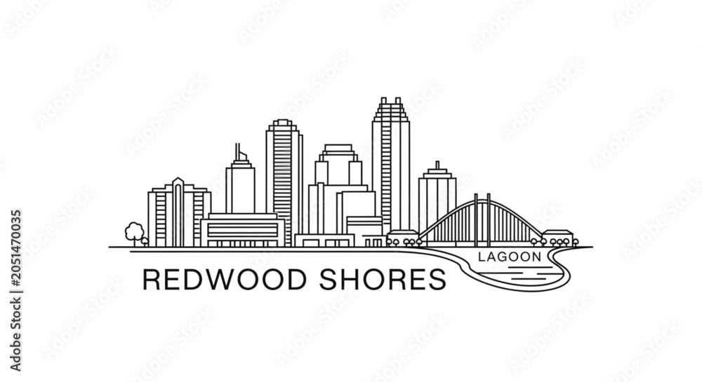 Fototapeta premium Black and white city skyline illustration.