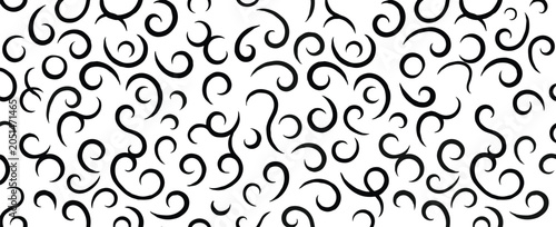 Quadro su tela Abstract black curly flourishes and swirls pattern on a white background