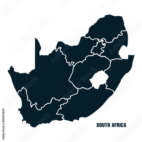 South Africa Map with Province Borders Dark Navy