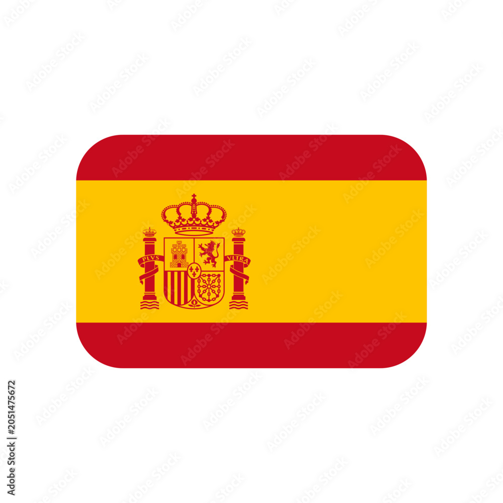 Fototapeta premium Spain Flag Rounded Rectangle Icon Black Background