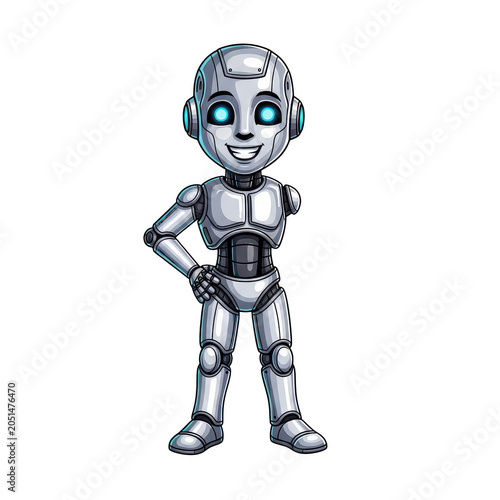 Cartoon robot standing in relaxed pose