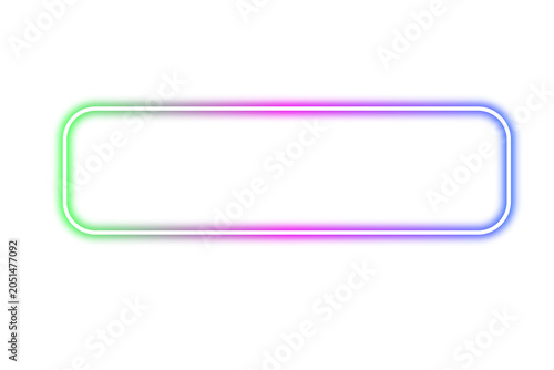 Green Pink and Blue Gradient Glowing Neon Rounded Rectangle Banner Frame Isolated on Transparent Background