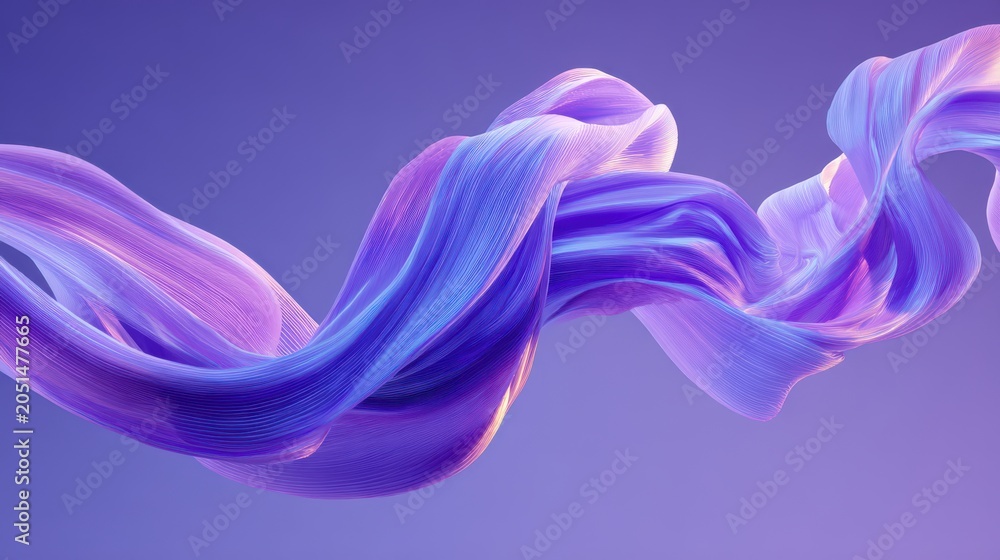 Fototapeta premium Abstract purple wave background, flowing 3d silk ribbon graphics, vibrant violet fluid design for digital art projects