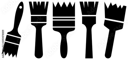 Quadro su tela Paintbrush icon set with various shapes for painting and decorating
