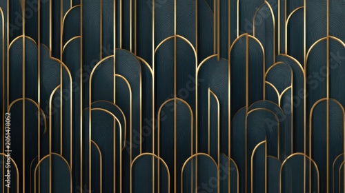 Abstract dark blue background with elegant gold lines