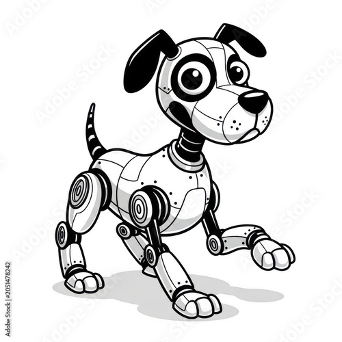 Cute cartoon dog with big eyes looking happy