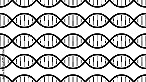 Seamless repeating DNA double helix silhouette pattern on transparent background for genetics, science, biology themes, medical graphics, and modern abstract scientific design resources.
