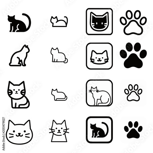 白黒の猫のアイコン