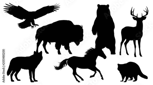 Photography Black silhouettes of wild animals