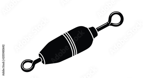 Tablou pe pânză Fishing swivel with loops black and white silhouette