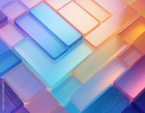 transparent 3d glass tiles abstract pastel gradient glassmorphism background