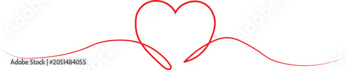 Quadro su tela Continuous line heart shape banner isolated on white background