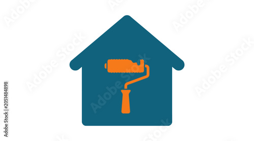 House with paint roller icon.